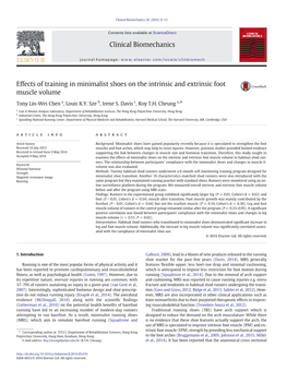 Effects of Training in Minimalist Shoes on the Intrinsic and Extrinsic Foot Muscle Volume