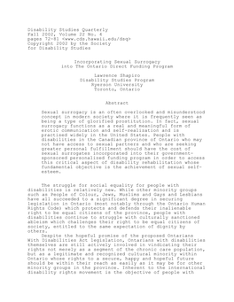 Disability Studies Quarterly Fall 2002, Volume 22 No. 4 Pages 72-81