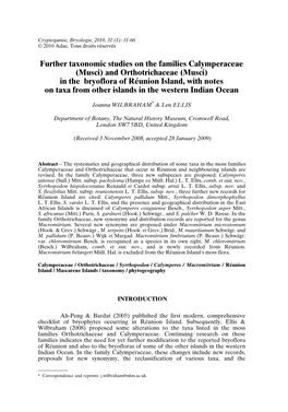 Further Taxonomic Studies on the Families Calymperaceae (Musci