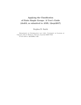 Applying the Classification of Finite Simple Groups