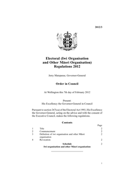 (Iwi Organisation and Other Māori Organisation) Regulations 2012