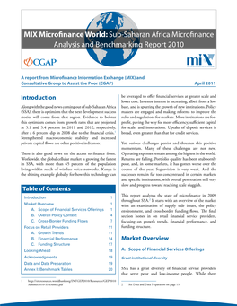 Sub-Saharan Africa Microfinance Analysis and Benchmarking Report 2010