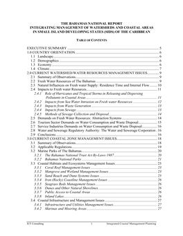 Bahamas National Report Integrating Management of Watersheds and Coastal Areas in Small Island Developing States (Sids) of the Caribbean