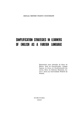 Simplification Strategies in Learners of English As a Foreign Language