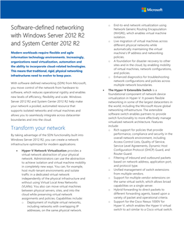 Software-Defined Networking with Windows Server 2012 R2 and System Center 2012 R2