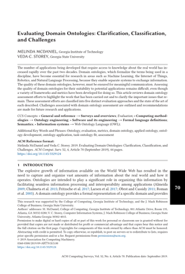 70 Evaluating Domain Ontologies: Clarification, Classification, And