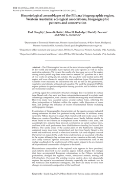 Herpetological Assemblages of the Pilbara Biogeographic Region, Western Australia: Ecological Associations, Biogeographic Patterns and Conservation