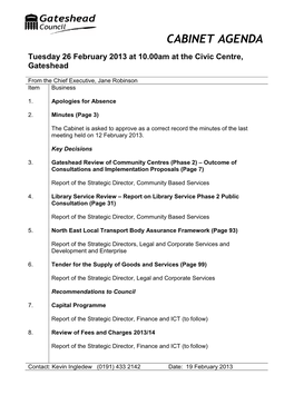 Cabinet Agenda