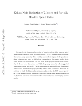 Kaluza-Klein Reduction of Massive and Partially Massless Spin-2 Fields Arxiv:1611.00362V2 [Hep-Th] 4 Sep 2019