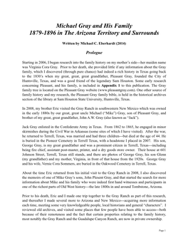 Michael Gray and His Family 1879-1896 in the Arizona Territory and Surrounds ! ! Written by Michael C