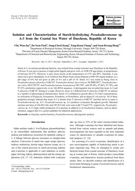 Isolation and Characterization of Starch-Hydrolyzing Pseudoalteromonas Sp