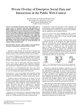 Private Overlay of Enterprise Social Data and Interactions in the Public Web Context