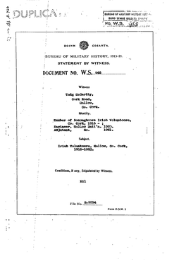 Roinn Bureau of Military History, 1913-21. Statement