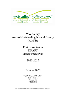 Post-Consultation DRAFT Wye Valley AONB Management Plan 2020-2025