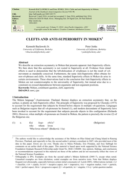 Clefts and Anti-Superiority in Moken