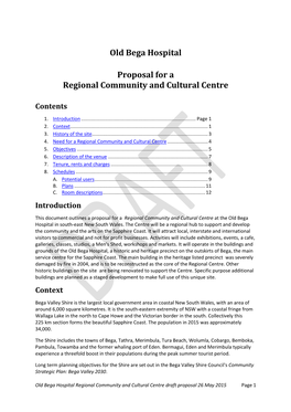 Draft Proposal for a Regional Community and Cultural Centre