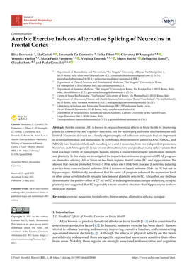 Aerobic Exercise Induces Alternative Splicing of Neurexins in Frontal Cortex