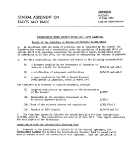 BOP/R/62 TARIFFS and TRADE Limited Distribution