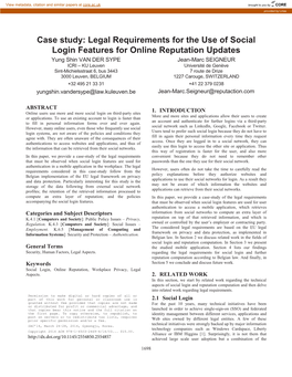 Case Study: Legal Requirements for the Use of Social Login Features For