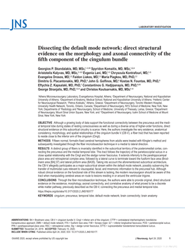 Dissecting the Default Mode Network: Direct Structural Evidence on the Morphology and Axonal Connectivity of the Fifth Component of the Cingulum Bundle