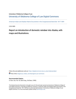 Report on Introduction of Domestic Reindeer Into Alaska, with Maps and Illustrations