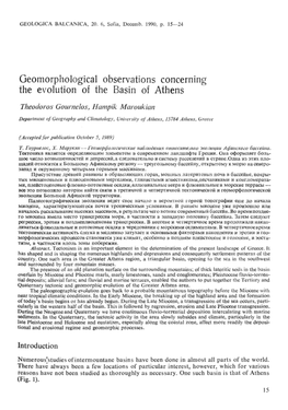 Geomorphological Observations Concernmg the Evolution of the Basin of Athens