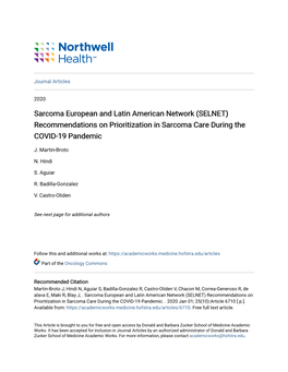 (SELNET) Recommendations on Prioritization in Sarcoma Care During the COVID-19 Pandemic