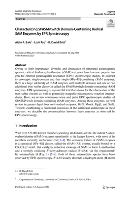 Characterizing SPASM/Twitch Domain-Containing Radical SAM