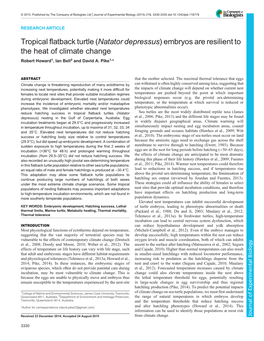 Natator Depressus) Embryos Are Resilient to the Heat of Climate Change Robert Howard1, Ian Bell2 and David A