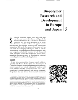 3: Biopolymer Research and Development in Europe and Japan