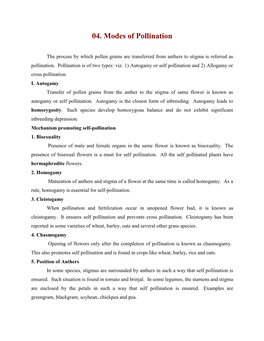 04. Modes of Pollination