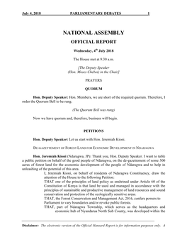 National Assembly Official Report