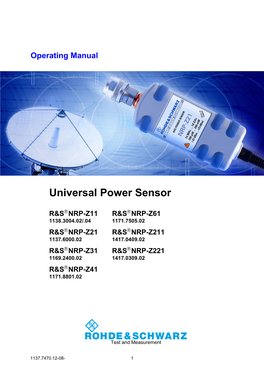 Operating Manual R&S NRP-Z11/-Z21/-Z31/-Z41/-Z61