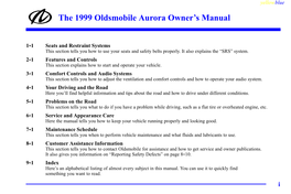 1999 Oldsmobile Aurora Owner's Manual