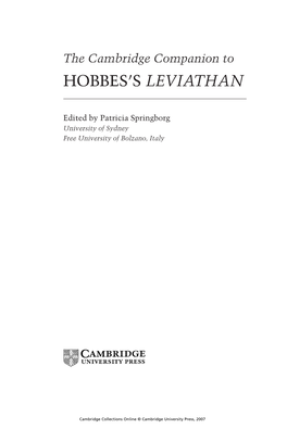 The Cambridge Companion to HOBBES’S LEVIATHAN