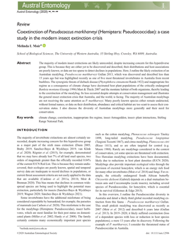 Coextinction of Pseudococcus Markharveyi (Hemiptera: Pseudococcidae): a Case Study in the Modern Insect Extinction Crisis