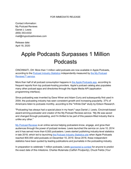 Apple Podcasts Surpasses 1 Million Podcasts