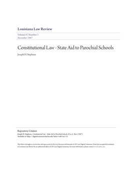 State Aid to Parochial Schools Joseph H