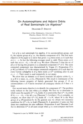 N Automorphisms and of Real Semisimple Lie