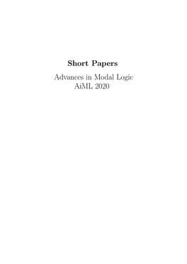 Short Papers Advances in Modal Logic Aiml 2020 Ii