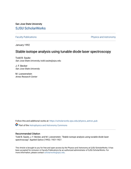 Stable Isotope Analysis Using Tunable Diode Laser Spectroscopy