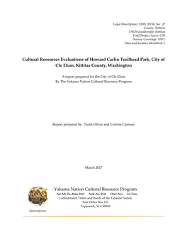 Cultural Resources Evaluations of Howard Carlin Trailhead Park, City of Cle Elum, Kittitas County, Washington