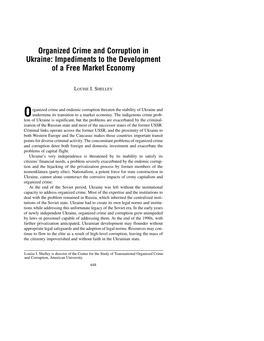 Organized Crime and Corruption in Ukraine: Impediments to the Development of a Free Market Economy