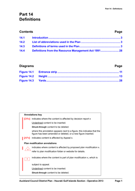 District Plan - Hauraki Gulf Islands Section - Operative 2013 Page 1 Part 14 - Definitions