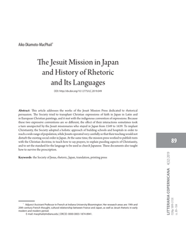 The Jesuit Mission in Japan and History of Rhetoric and Its Languages DOI