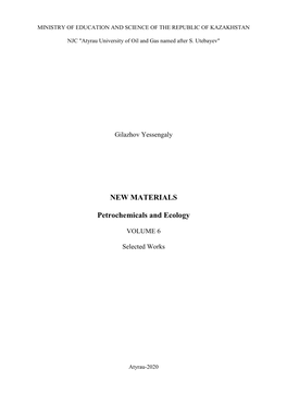 NEW MATERIALS Petrochemicals and Ecology
