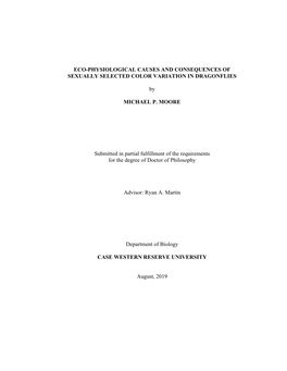 Eco-Physiological Causes and Consequences of Sexually Selected Color Variation in Dragonflies