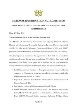 National Identification Authority (Nia)