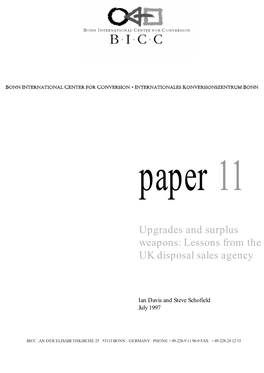Upgrades and Surplus Weapons: Lessons from the UK Disposal Sales Agency