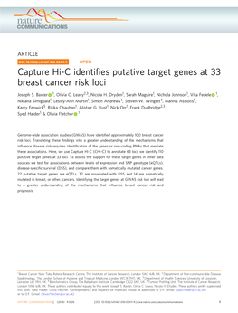 Capture Hi-C Identifies Putative Target Genes at 33 Breast Cancer Risk Loci